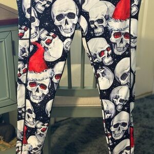 Constantly Varied Gear Skull Santa Leggings - Black, Red, White - Full Length-XL
